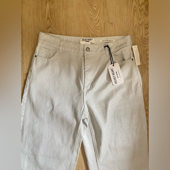 Velvet Heart Silver Sheen Straight Leg Jeans Large Chic Minimalist Metallic - Picture 2 of 11